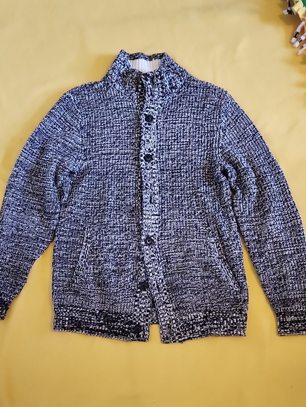 Old Navy Black and White Marled Button-Up Cardigan Sweater